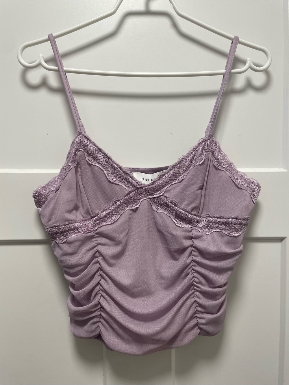 Pink Rose Lilac Ruched Camisole